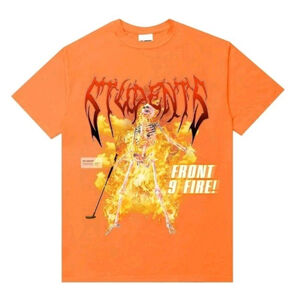 Students Golf Brand Front 9 Fire Tee 'Tangerine Tango' NWT Size M $50 Skeleton
